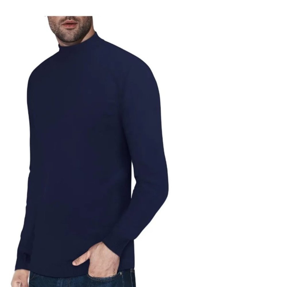 XRay Jeans Men’s Slim Fit Premium Comfort Mock Neck Blue Sweater Size X-Large